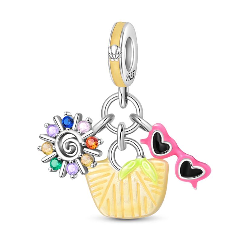 Funny Copper Metal Sail Beach Plane Mojito Sunbathing Holiday Diary Charm Bead Components Bead Components Compatible With Pan Authentic Original