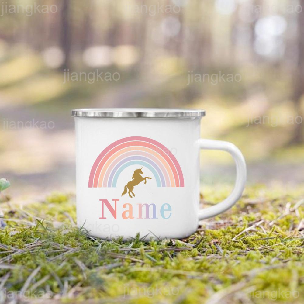 Personalized Mug for Kids Custom Rainbow Unicorn with Name Cup for Boys Girls Handle Mugs Birthday Party Favors Children's Gift