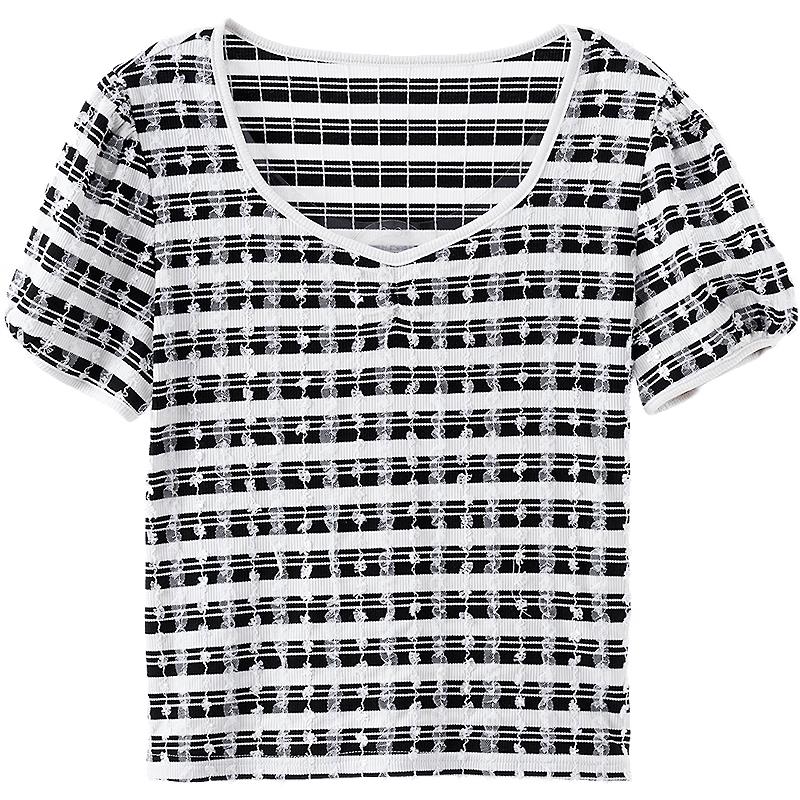 Betu Women s Summer Striped Cropped T-Shirt L