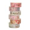 6 Stuks/Set Bloemplant Masking Tape Gouden Folie Washi Decoratieve Plaksticker Scrapbooking Dagboek Planner Kantoorbenodigdheden.