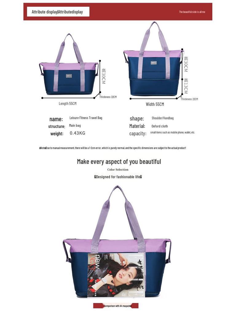 Fitness-Reisetasche mit großem Fassungsvermögen für Herren und Damen für kurze Reisen