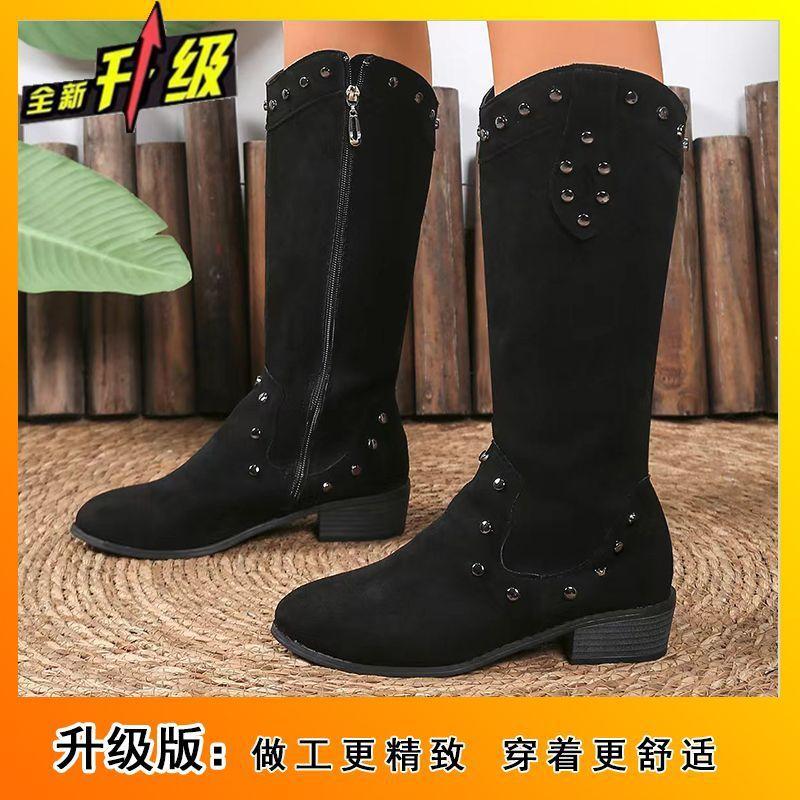 

2025 autumn and winter new retro comfortable boots children s fashion versatile round head thick heel side zipper high boots children 36