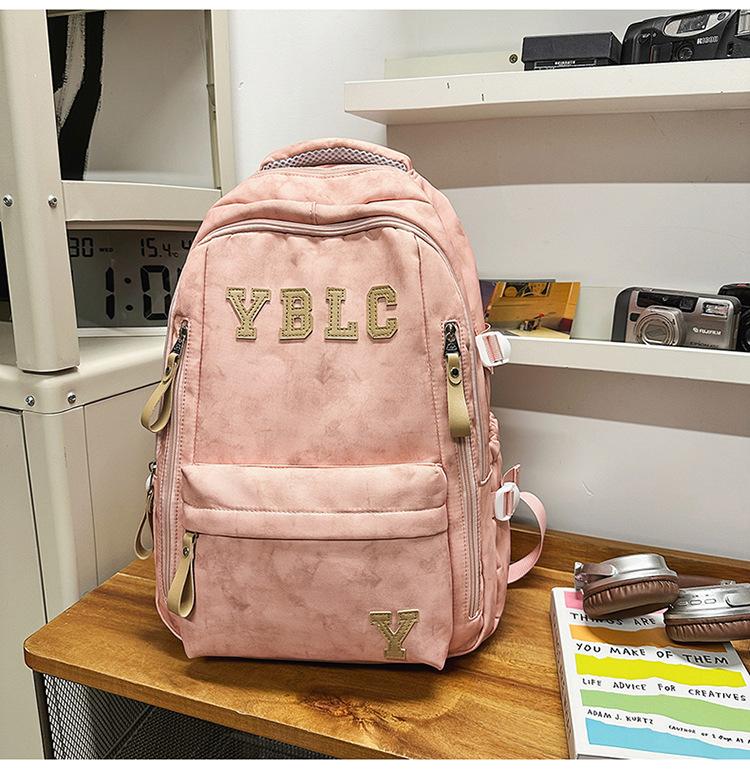 Schoolbag Chinese and college students couple backpack, large capacity English alphabet student leisure travel backpack computer bag