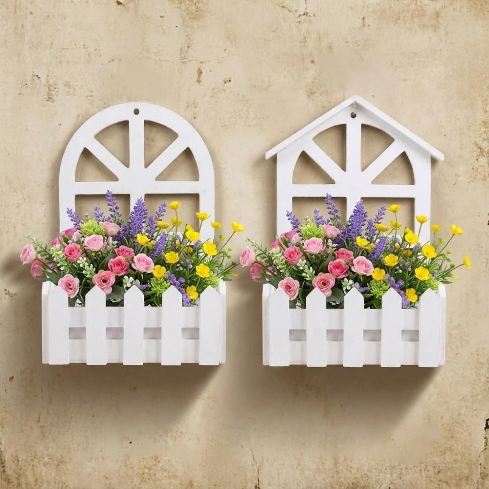 Hanging Garden Fence Flower Pot Picket Fence Design Wall Mounted Flower Container Wall Decor