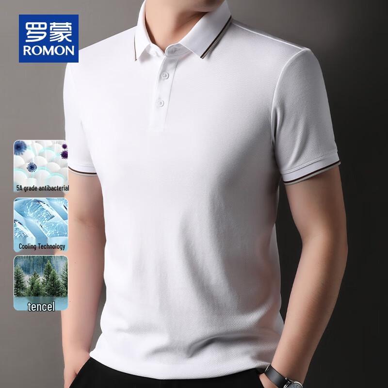 ROMON Men's Cooling Mercerized Cotton Polo Shirt