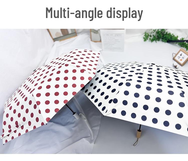 Retro Polka Dot Dual-Use Folding Umbrella: Windproof, Sturdy, Automatic Sunshade for Women