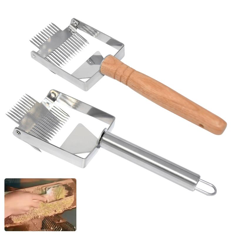 Wooden/Metal Handle Needle Honey Knife Sparse Shovel Cutter Honey Scraper Bee Shovel Comb Uncapping Fork Beekeeping Tools