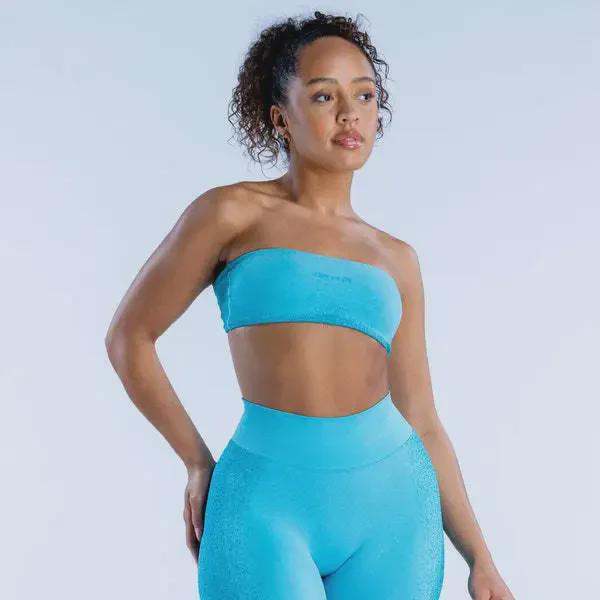 DFYNE Jacquard Cross-Back Tube Top & Hip-Lift Fitness Leggings Yoga Set