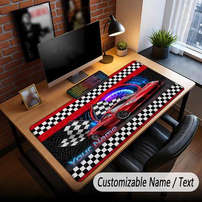 Car Racing Theme Custom Mouse Pad Personalized With Name Text Customized Desk Mat For Office Home Decor