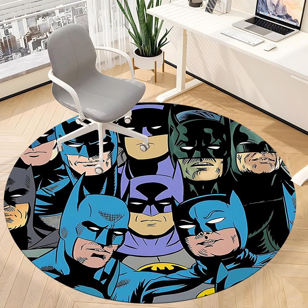1 szt. Okrągły dywanik Batman Heroes Office, Pod krzesła biurowe, Sypialnia, Salon, Wystrój domu, Dekoracja pokoju, Dostępny w różnych rozmiarach