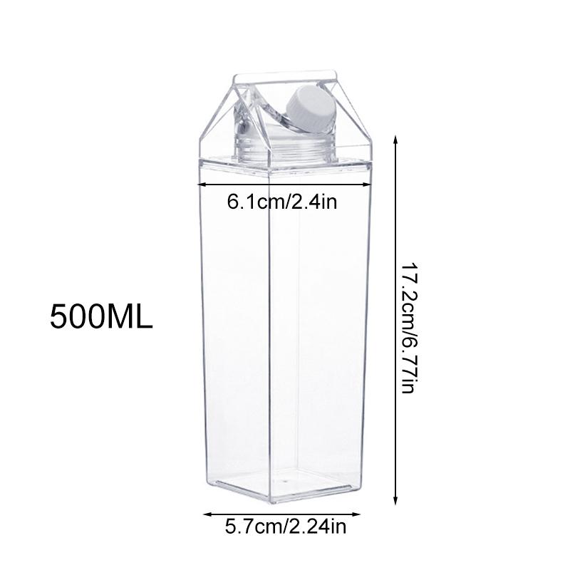 1Pc Juice Box Reusable 500/1000ML Outdoor Sports Water Bottle Transparent Milk Creative PS Portable Travel And Camping