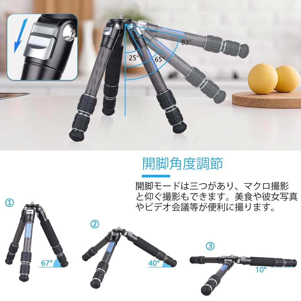 VIELKNOV Carbon Fiber Low Center of Ball Head with External Center Tabletop Compatible with 10kg Load Carrying Bag Ideal for Travel Tripod, Gravity,