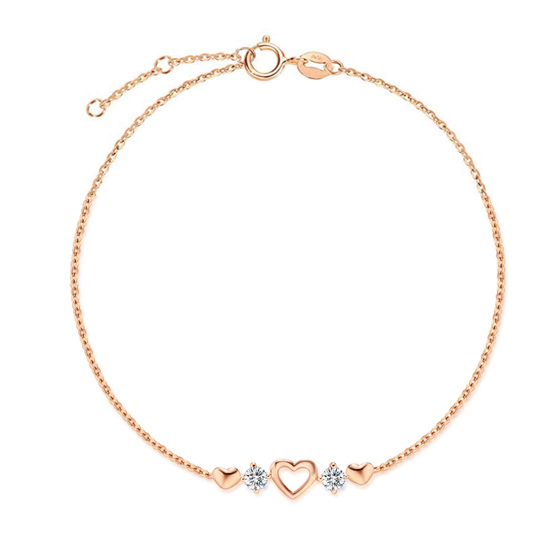 

FANCIME 18K Pink Gold Bracelet for Luxury Cubic Zirconia Heart Perfect for and Gift Wrapping Women, Motif, Mother s Day, Christmas, Birthdays,