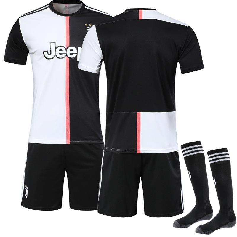 Juventus Home Jersey Retro Number C Ronaldo Black and White Adult Sports Suit Football Jersey Children's Team