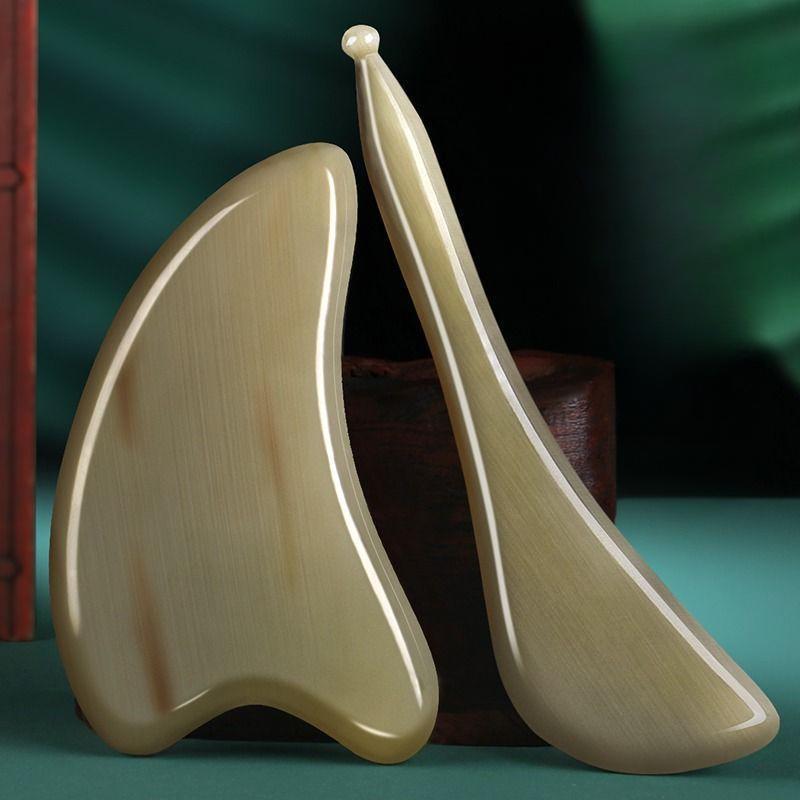 White Buffalo Horn Gua Sha Facial Massage Tool for Anti-Wrinkle Treatment