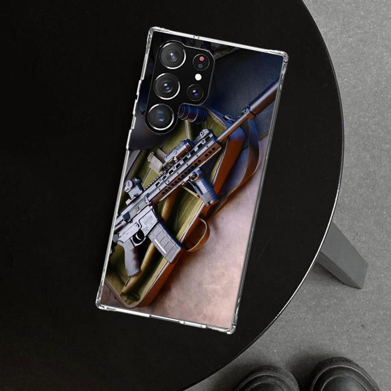 Gun Bullets AK47 Handgun Phone Case Cover for Samsung Galaxy S26 S25 Edge S24 S23 Ultra S22 Plus S21 FE S20 + Art Customized Fun
