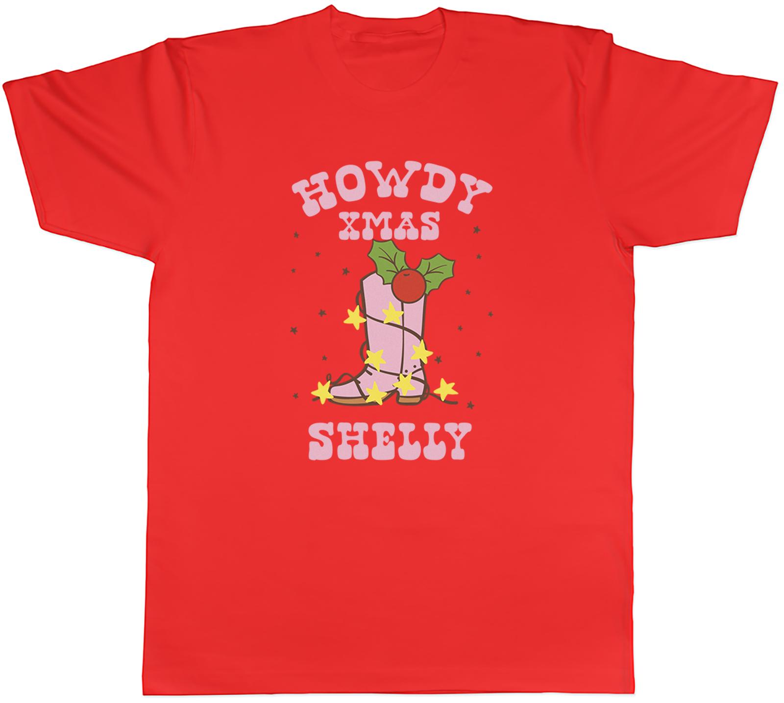 PERSONALISED HOWDY XMAS PINK COWBOY BOOTS FUNNY UnisexS TSHIRT TEE GIFT TOP S