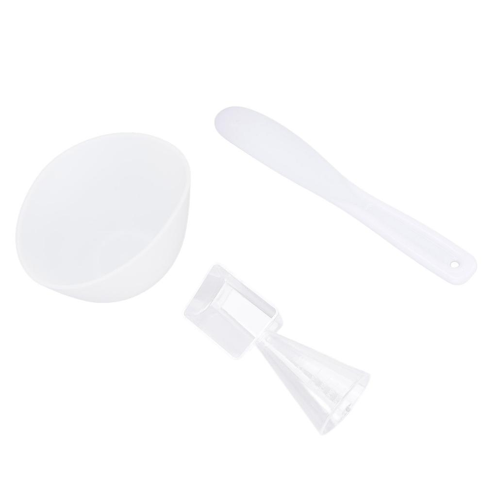 3pcs Face Mask Bowl Spatula Set Measuring Spoon Soft Silicone Washable Reusable Skin Care Clay Mask