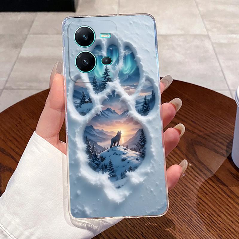 Phone Case For Vivo V25 Y35 Casing Luxury Cute Love Heart Rabbit Funny Pattern Transparent Silicone TPU Soft Shell Back Cover