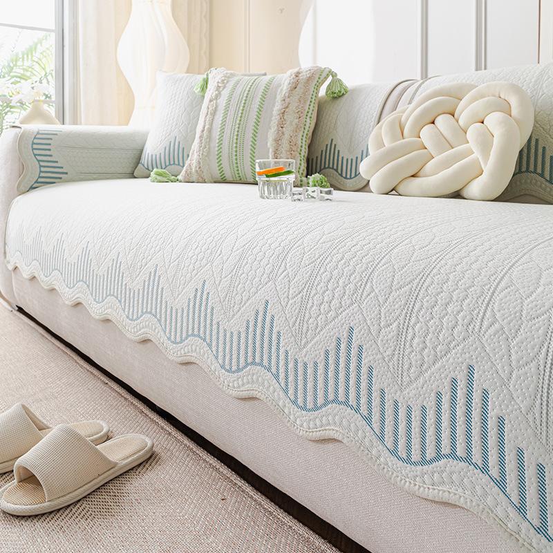 

French Special-Shaped Ice Silk Sofa Cushion New Summer Straight-Lined One-Piece Seat Cushion Summer Anti-Slip Cover Cloth Towel 70*70cm