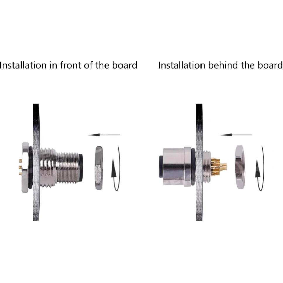 2Pcs M12 5 Pin A Code Female Connector Cable, IP67 Waterproof Back Mount Cable UnShielded Straight Aviation Socket Electrical Cable Sensor Receptacle