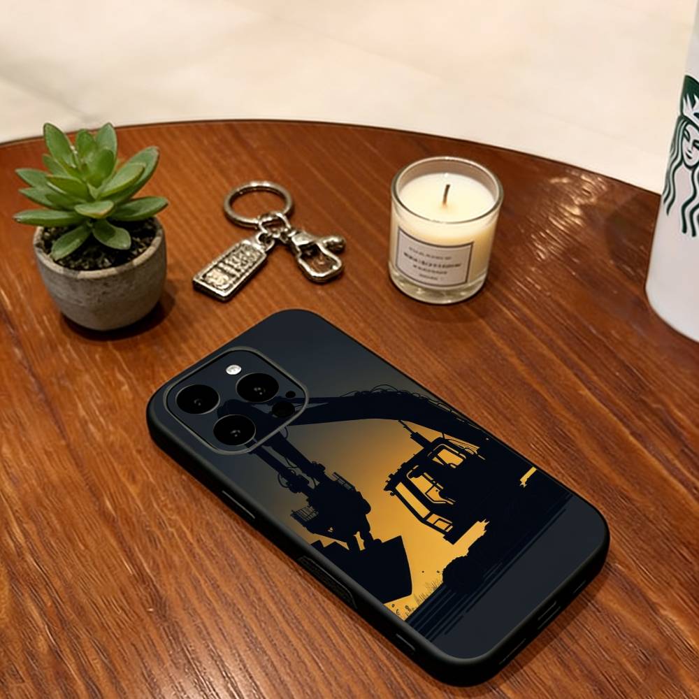 Excavator Phone Case Soft Silicone black For IPhone 17 16 15 14 13 12 11 X XR Plus Pro Max Plus