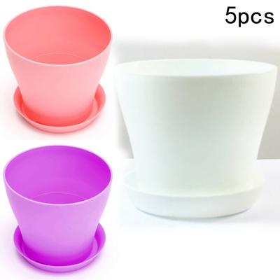 5PCS Colorful Decorative Flower Pots Gloss Resin Plant Home Outdoor Garden Decor