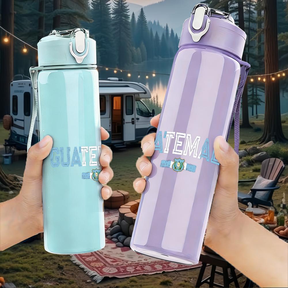 1PC Guatemala Minimalist Country Text Print 750ml Portable Sports Water Bottle Leakproof Gym Outdoor Travel Drink Cup