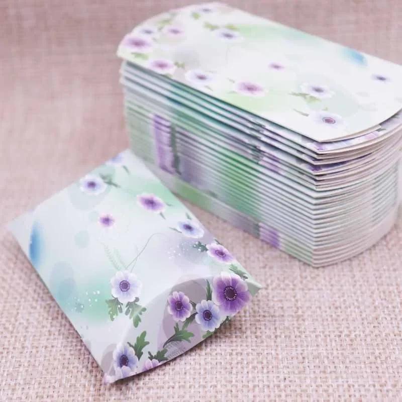 50pcs Marble Style Box Anniversary Gift Box Wedding Present Flamingo Design Box Paper Pillow Cardboard Jewelry Packing