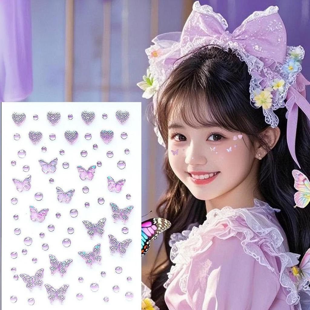 Iridescent Aurora Butterfly Eye & Nail Decals: Translucent Face and Decoration Stickers