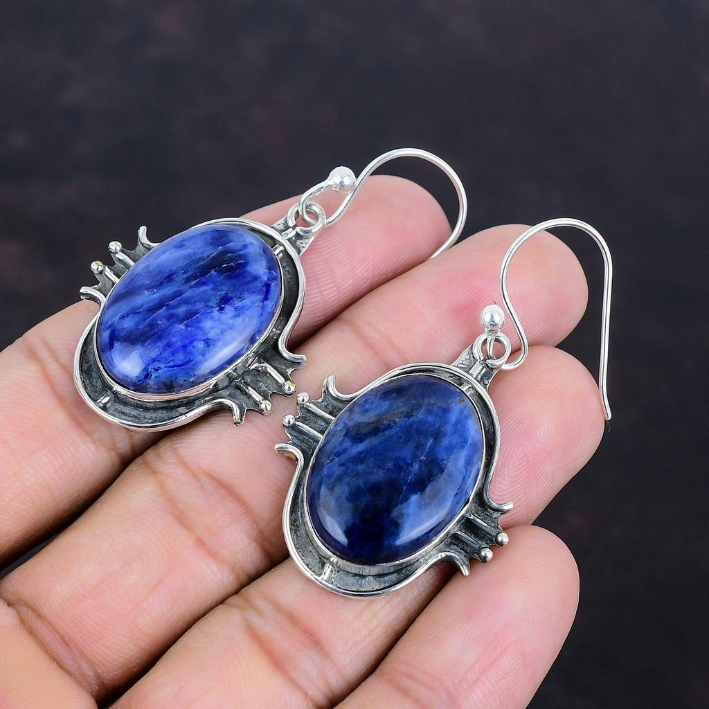 Sodalite Earring Handmade Natural Gemstone Jewelry 925 Sterling Silver Earring Designer Earrings Very Pretty Sodalite Jewelry Gifts For Her