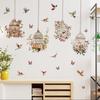 Green Leaves Bird Cage Wall Stickers for Living Room Bedroom Decoration Plants Wall Decals House Interior Wall Decor Wallpaper