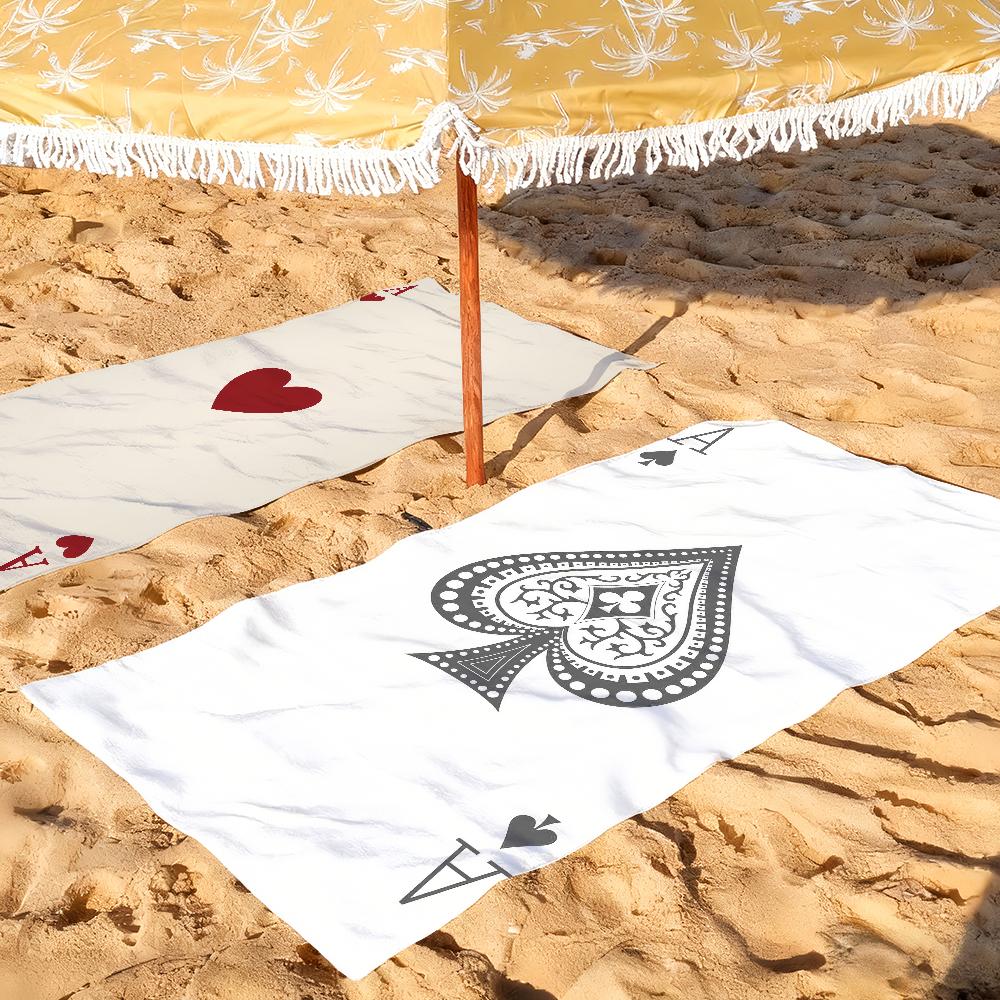 Playing Card Suits Towel Soft Pool Gift For Travel Gym Shower Camping Quick Dry Sports Large Beach Towels