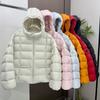 New Hooded Ribs Puff Cotton-padded Clothes for Women, Small People, Thickened Warm Cotton-padded Clothes, Loose Cotton-padded Jackets.