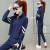 Spring and Autumn Plus Size Sportswear Women's Suit Was Thin and Long-sleeved Zipper Sweatershirt + Harlan Trousers 2-piece Suit