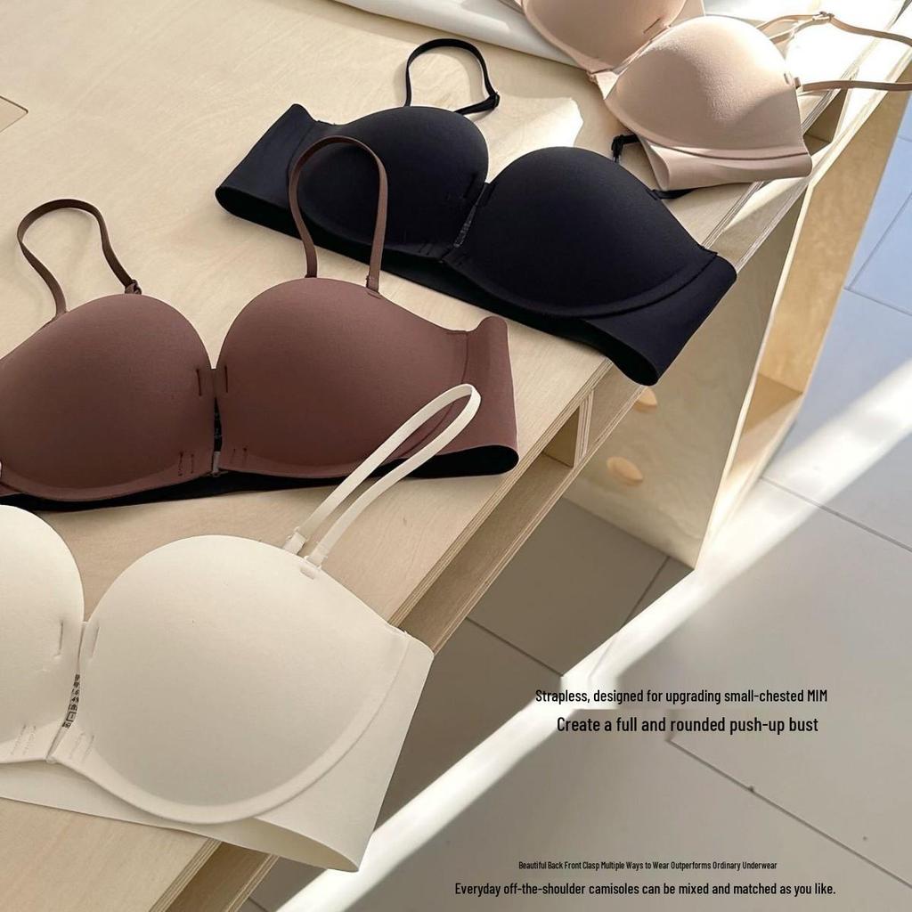 A002 Strapless Push-Up Bra with Front Buckle and Beautiful Back Design