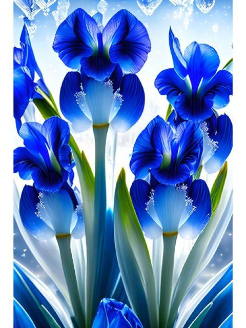 New Arrivals 5d Diamond Painting Blue Red Iris Diamond Art Flowers Embroidery Diamond Mosaic Full Cross Stitch Home Decor