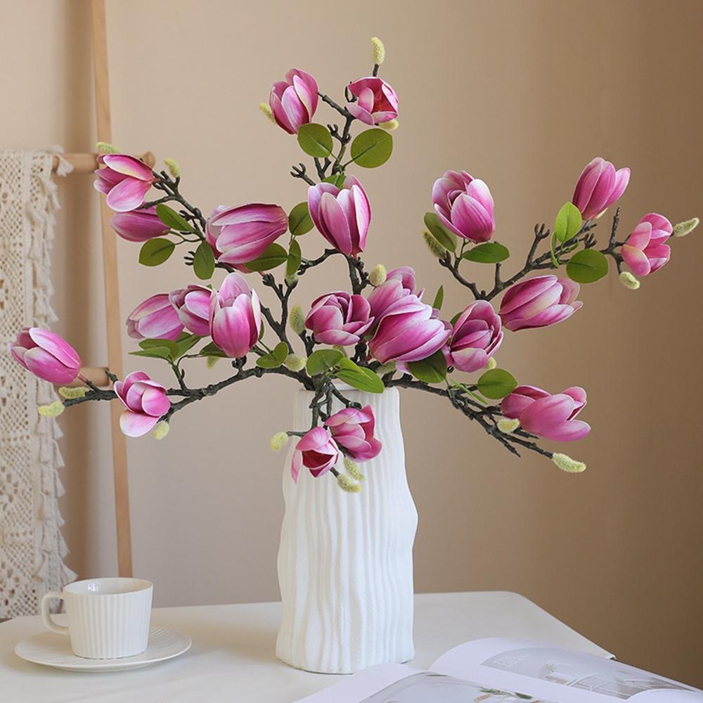 1/2PCS Artificial Flowers Silk Magnolia Bouquet Diy Photo Prop Wedding Bridal Bouquet Table Party Home Outdoor Garden Decoration