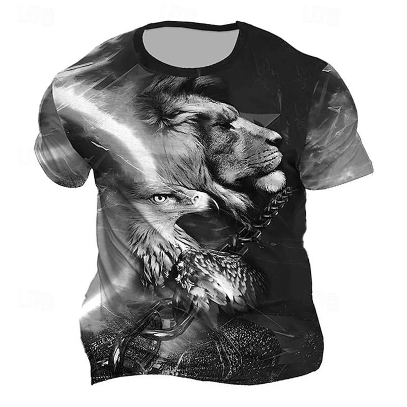 2024 Boutique Herr Vintage T-shirt Överdimensionerad 3D Tigertryck Kortärmad Topp Herrmode Rund Hals Sport Kortärmad 6XL