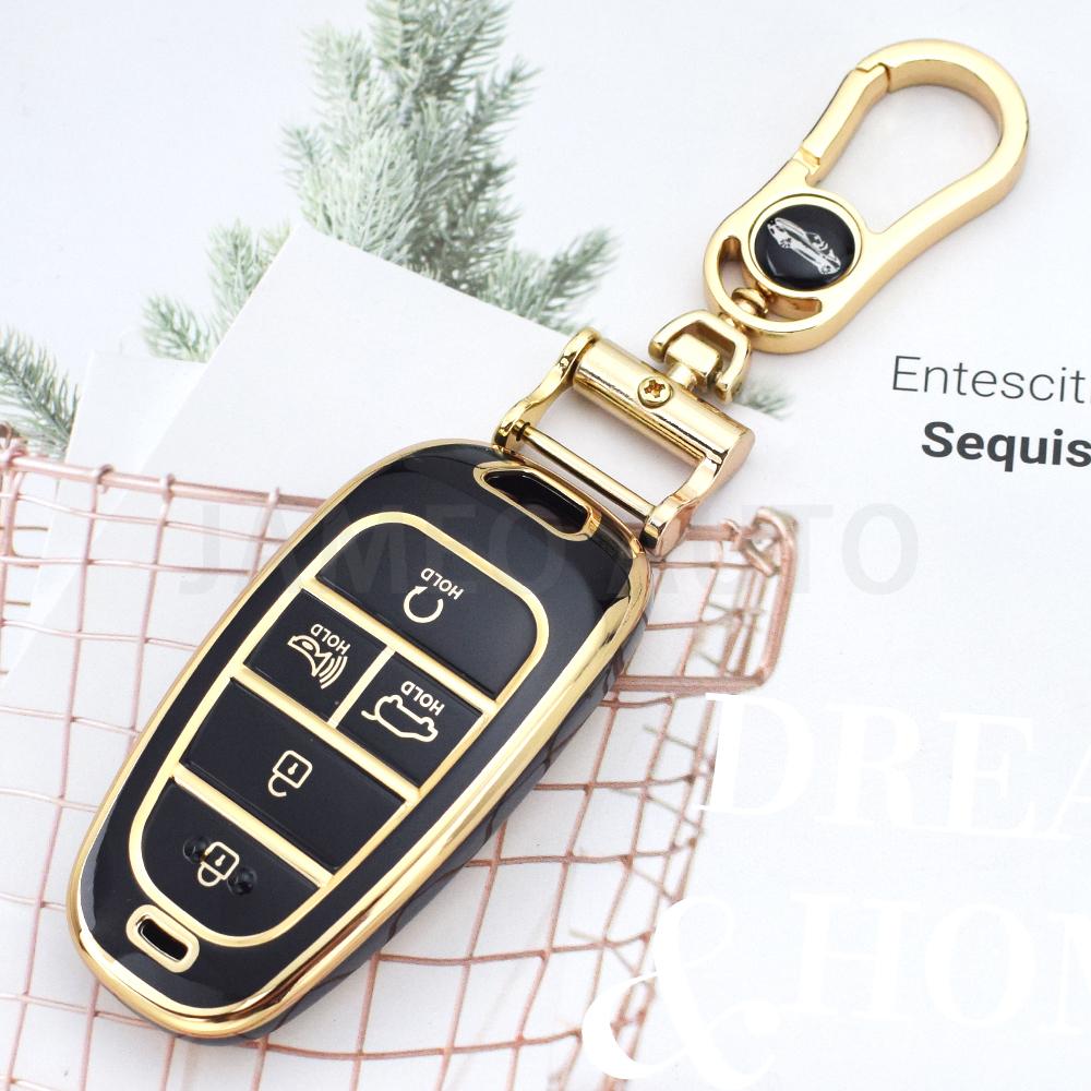 5 Buttons TPU Car Key Case For Hyundai Sonata Palisade Tucson Staria Loniq Santa Fe Nexo Key Cover Holder Protector Key Chains
