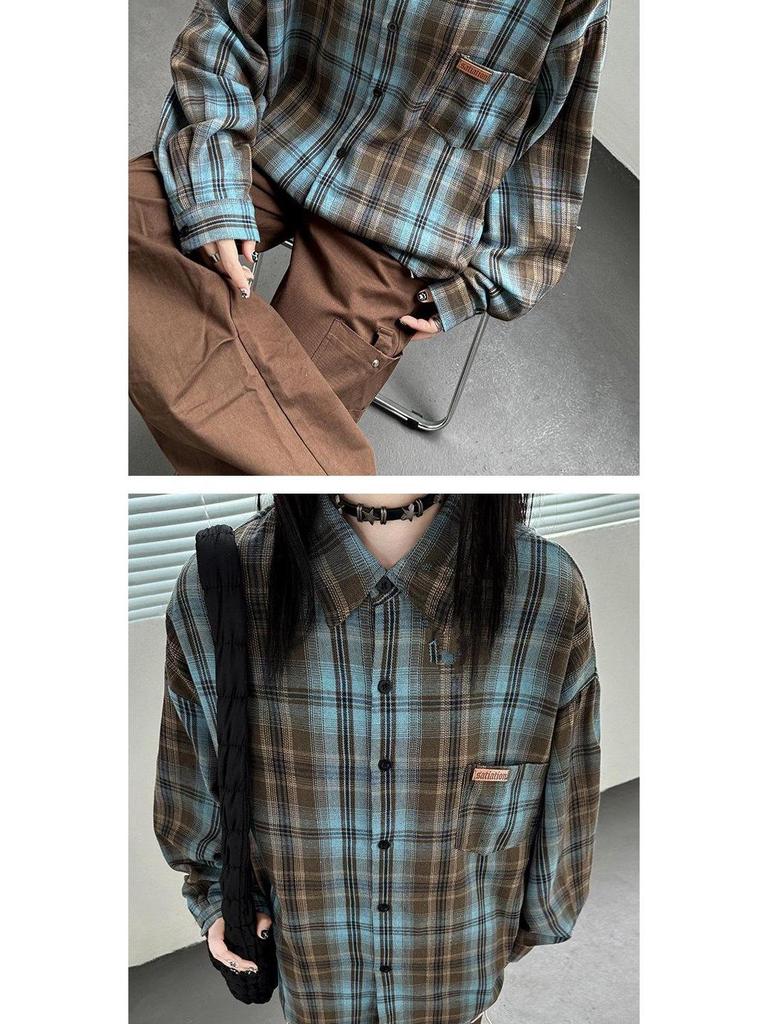 Women's Plaid Long Sleeve Shirt - Casual, Loose-Fit Top for Autumn and Spring