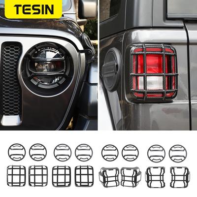TESIN Lampenabdeckungen Auto Frontscheinwerfer Rücklichtabdeckung Rücklichtschutz Abdeckung Zubehör Für Jeep Wrangler JL 2018