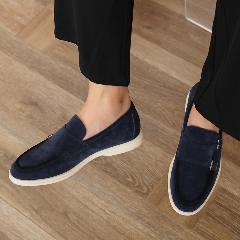 British Monk Strap Loafers New Men's Pointed Suede Leather Shoes Male Designer Formal Wedding Prom Dress Homecoming Footwear