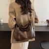 High-quality   leather shoulder bags for women new   retro large capacity crossbody bag