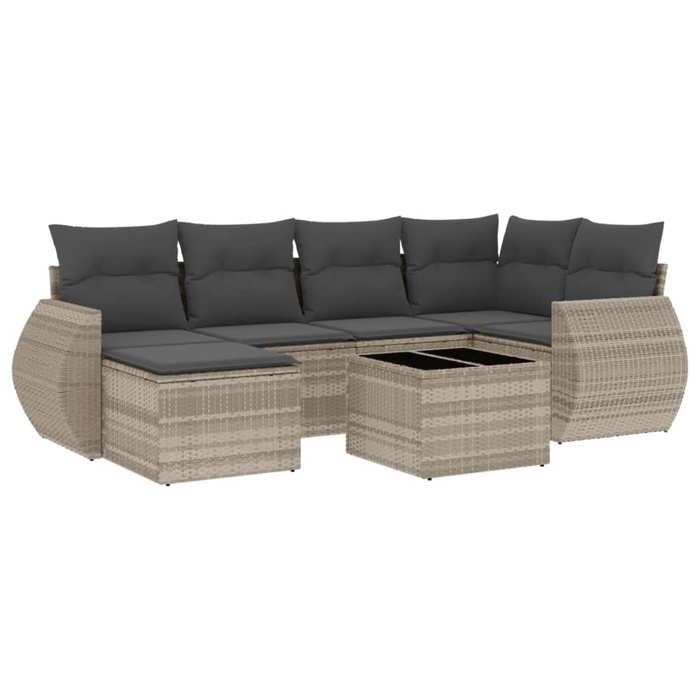 VidaXL Salon de Jardin avec Coussins 7 pcs, Canapés avec Dossier, Ensemble de Meubles, Mobilier de Terrasse Patio, Gris 3221671
