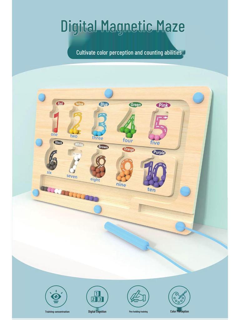 Children's Magnetic Bead Maze Toy: Educational Pen Control, Counting & Color Recognition Aid