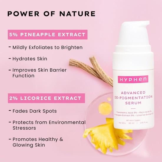 Hyphen Advanced De-Pigmentation Serum For Hyperpigmentation, Melasma, Dark Spots & Scars With 2% Kojic Acid | Visibly Brightens- 30ml