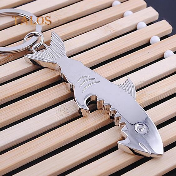 Fashion Shark Pendant Key Ring Keychain Bottle Opener Metal Versatile Keyfob Suspension Trinket