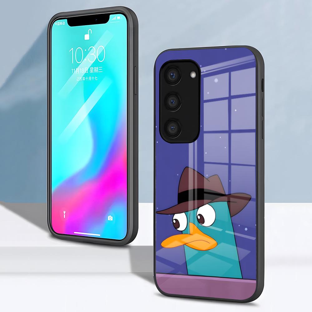 P-Perry The P-Platypus Phone Case For Samsung S26 S25 S24 FE S23 S22 S21 Plus S20 Ultra Note20Ultra Black Glass Cover