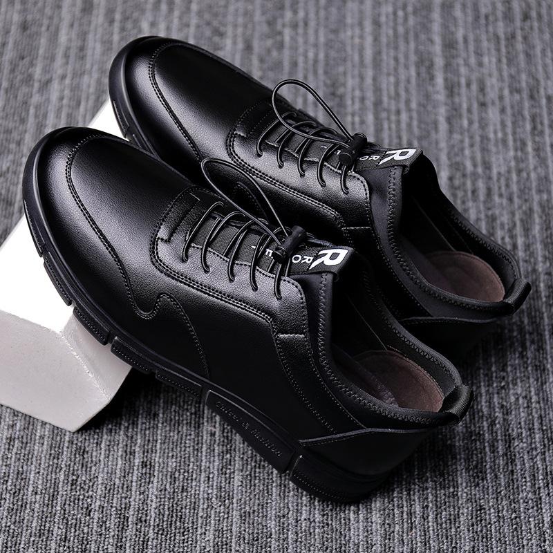Fashion Men's Luxury Casual Genuine Leather Tooling Shoes Comfortable Inside Handmade Fashion Leather Shoes Plush Inside Warm Snow Boots